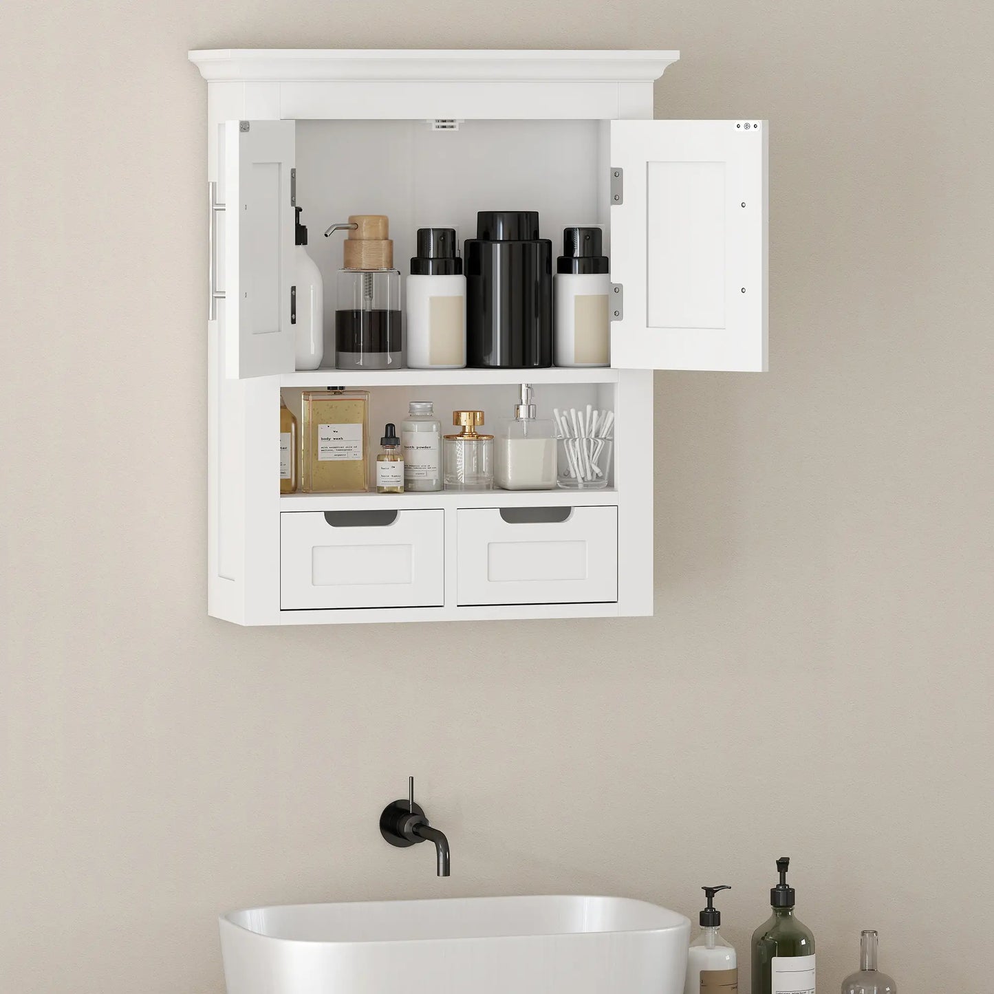 White Wall Cabinet, Medicine Cabinet With Shelf, 24 Inch, White Wall Mounted Cabinets at Gallery Canada