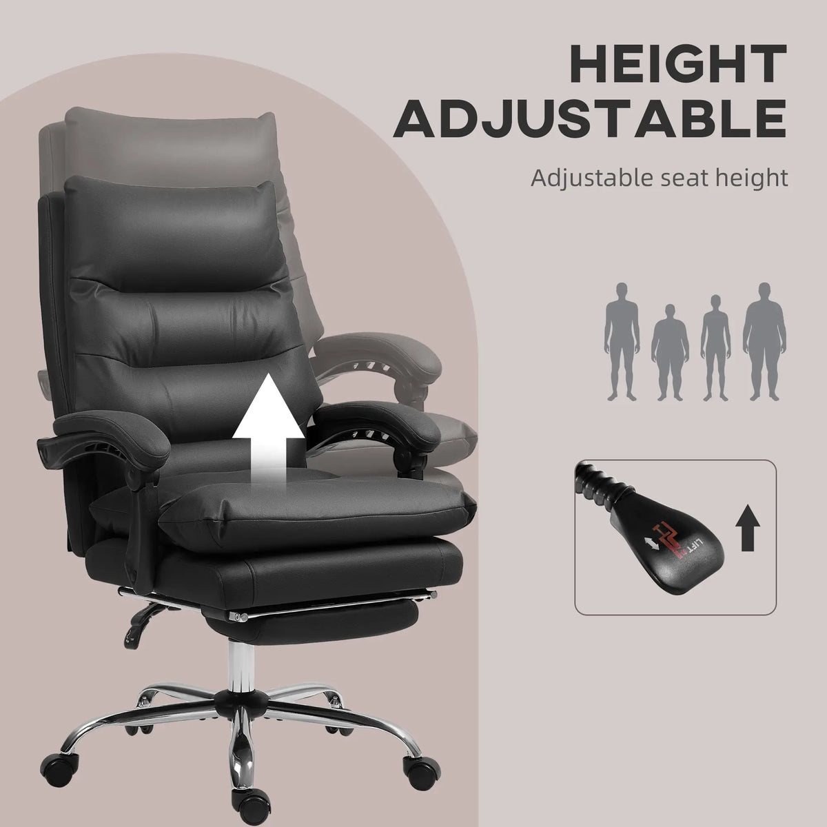 Executive Office Chair, 6 Point Massage and Heat, Microfibre Reclining with Footrest, Black Massage Chairs at Gallery Canada