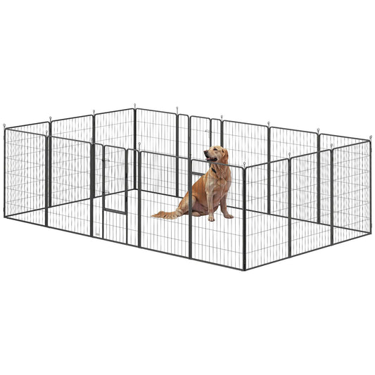 Heavy Duty Pet Playpen, 16 Panels Steel Dog Fence, 47" Height Houses, Kennels & Pens Black at Gallery Canada