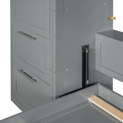 Murphy Bed with Closet, Drawers, Shelves, 120" L x 20" W x 88.5" H, Grey Bed Frames at Gallery Canada