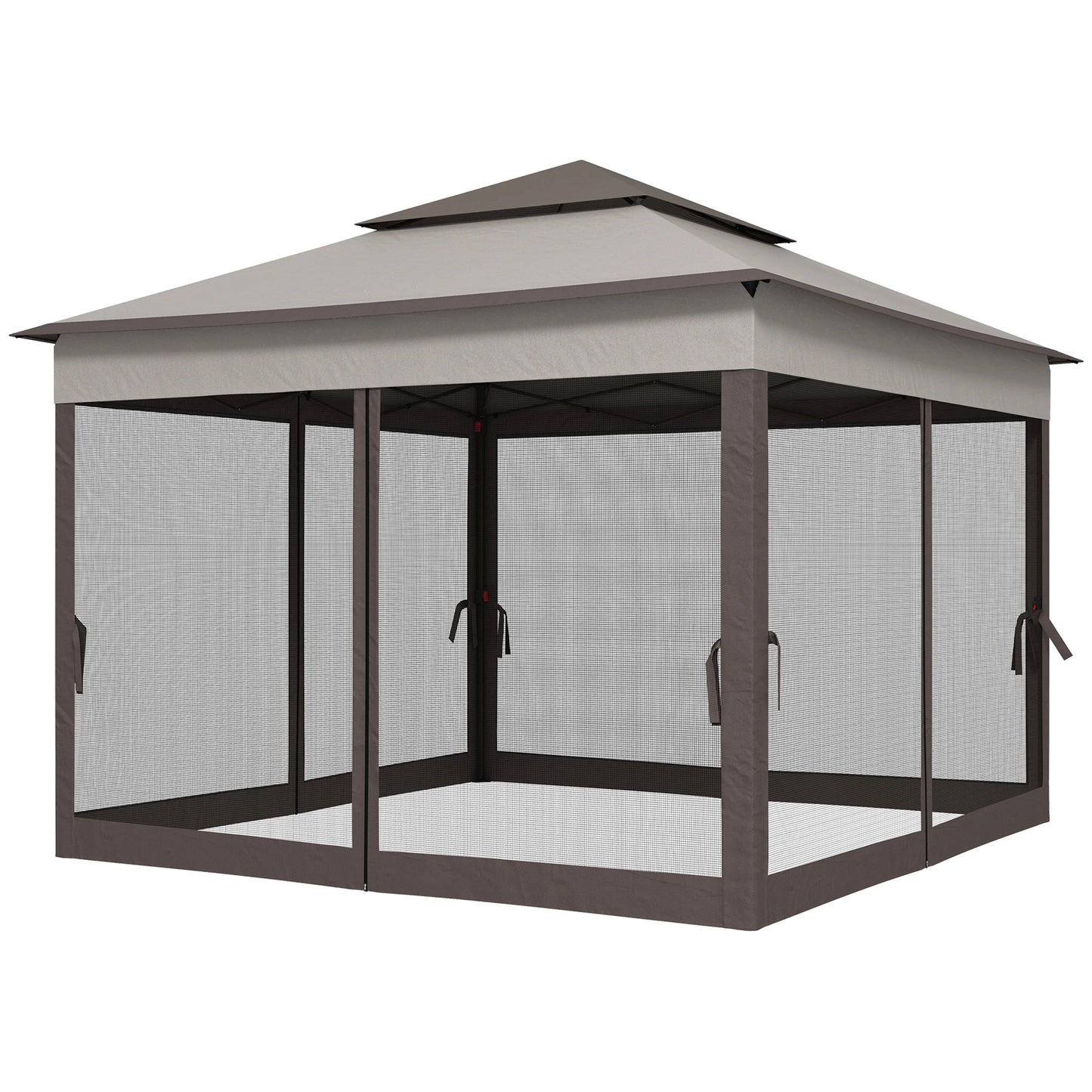 11' x 11' Pop Up Canopy, 2-Tier Soft Top Shelter Tent, Grey Pop Up Canopies Light Grey, Dark Grey at Gallery Canada