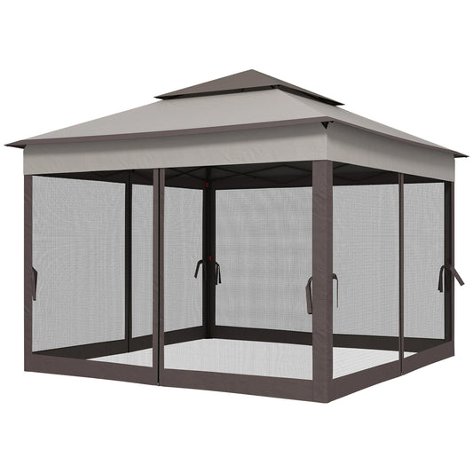 11' x 11' Pop Up Canopy, 2-Tier Soft Top Shelter Tent, Grey Pop Up Canopies Light Grey, Dark Grey at Gallery Canada