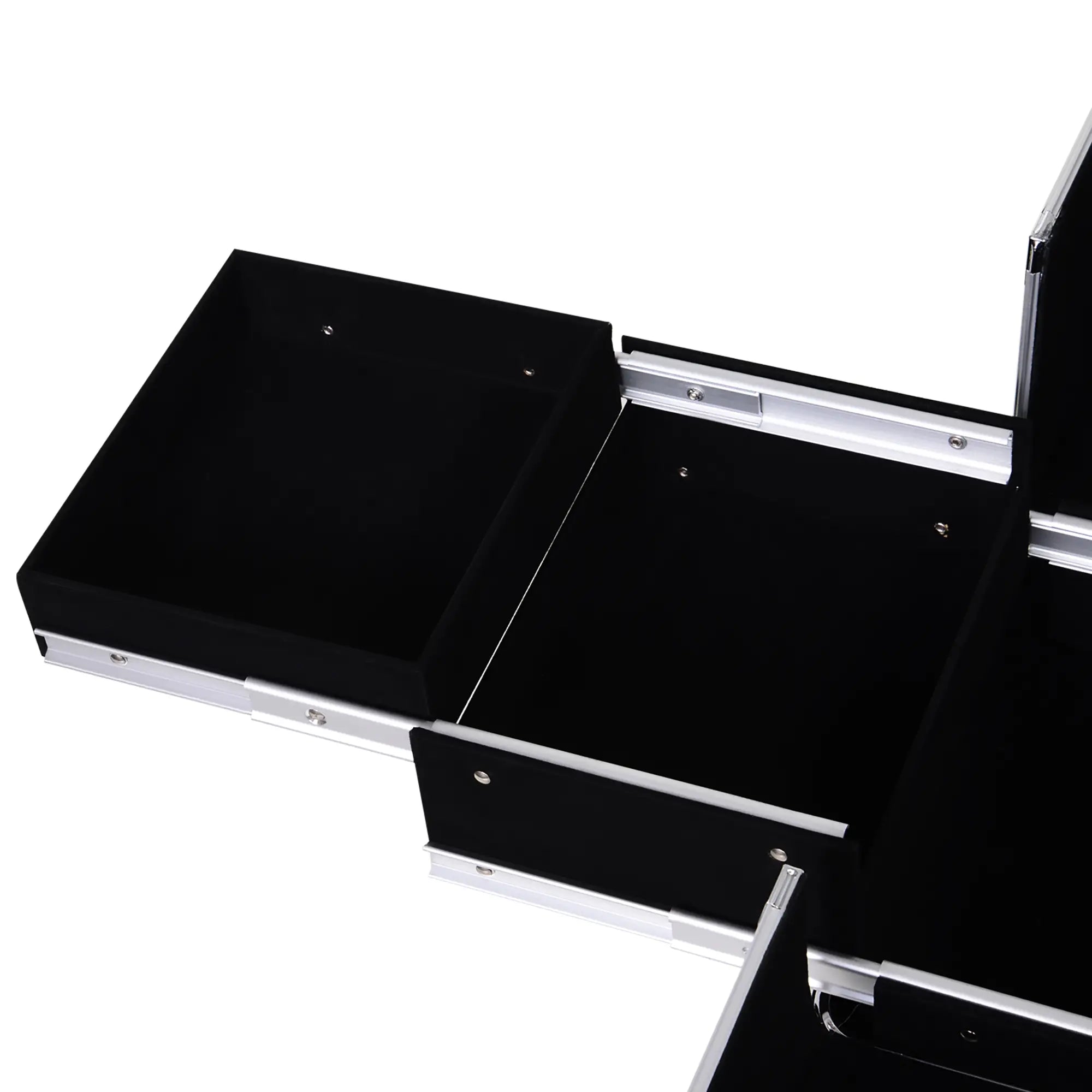 Portable Aluminum Makeup Train Case, Rolling Cosmetic Organizer, 4 Wheels, Black Makeup Cases at Gallery Canada