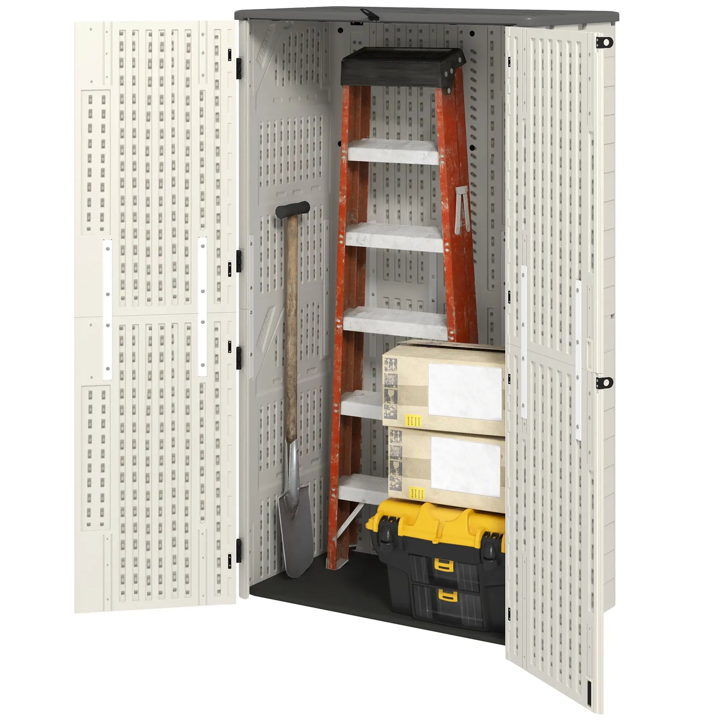 368 Gallon Outdoor Storage Cabinet, Openable Top, Lockable Doors Sheds Cream at Gallery Canada