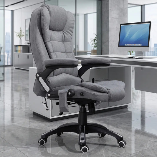 6 Point Vibrating Massage Chair, High Back Executive, Reclining, Swivel Wheels, Grey Massage Chairs Grey at Gallery Canada