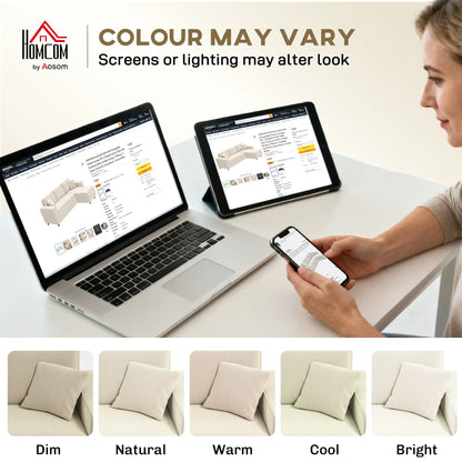 Corner Sofa, L-Shaped Sectional, Corduroy, Pocket Spring, Cream White Sofas & Reclining Chairs at Gallery Canada