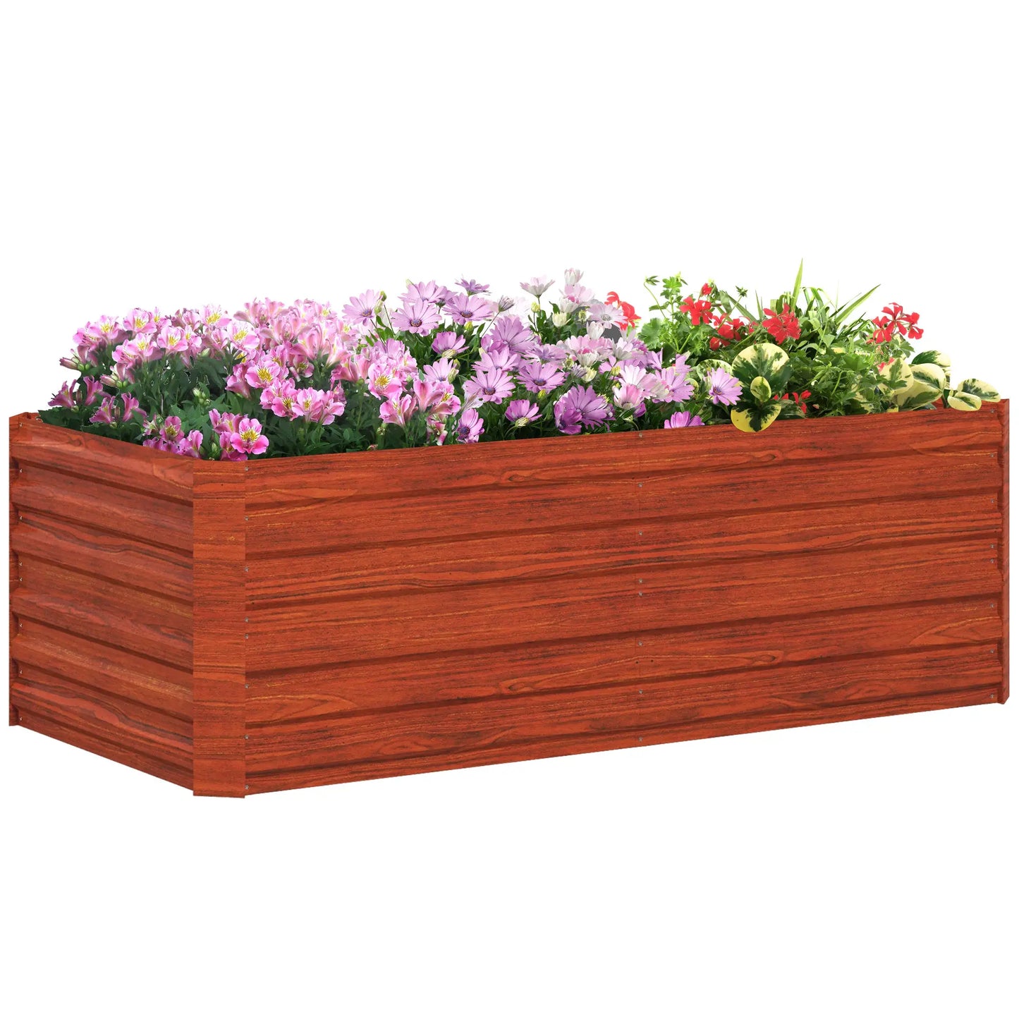 Galvanized Raised Garden Bed, Steel Planter, 71" x 35" x 23", Rustic Brown, Brown Raised Garden Beds at Gallery Canada