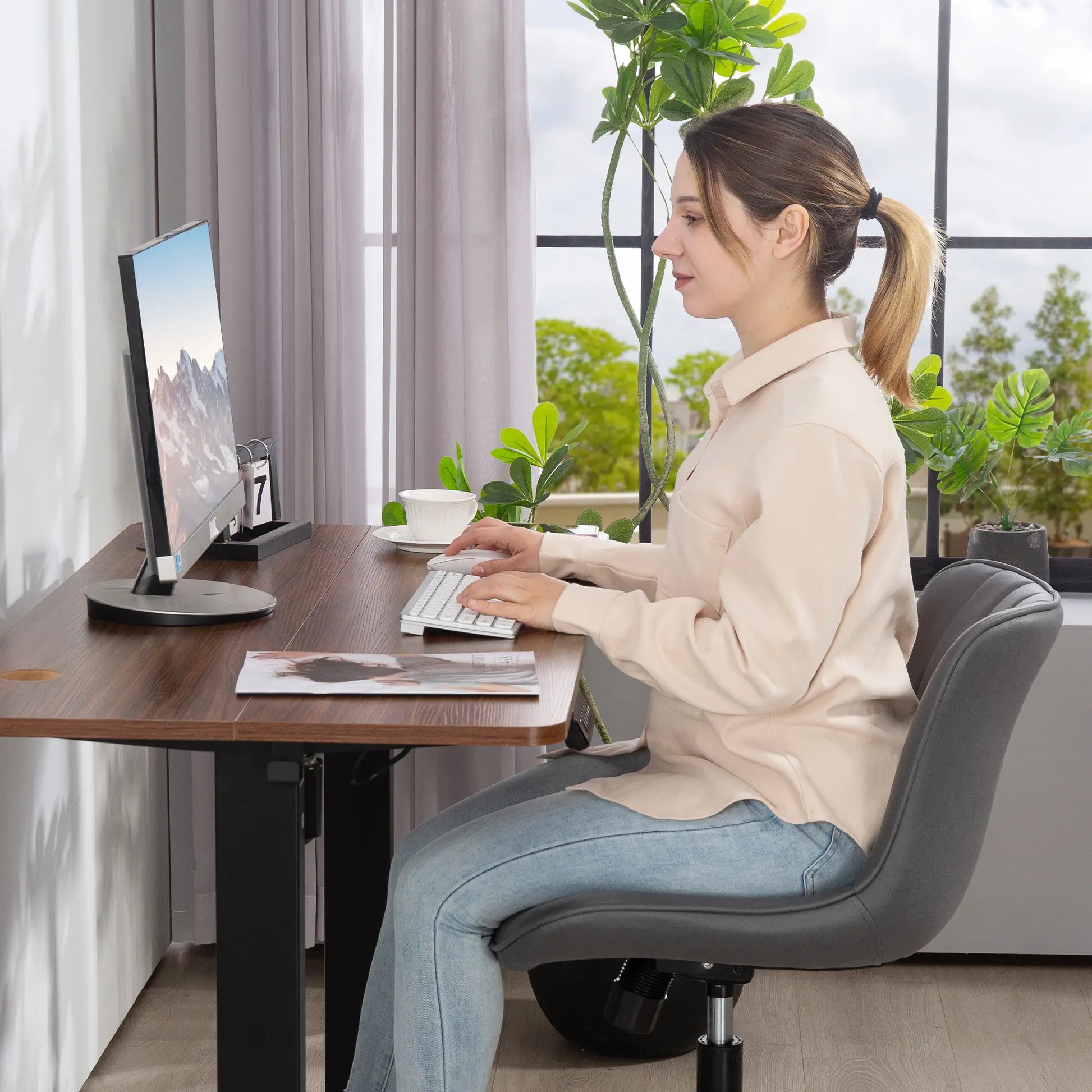 Armless Office Chair, 360° Swivel, Adjustable Height, Dark Grey Task Chairs at Gallery Canada