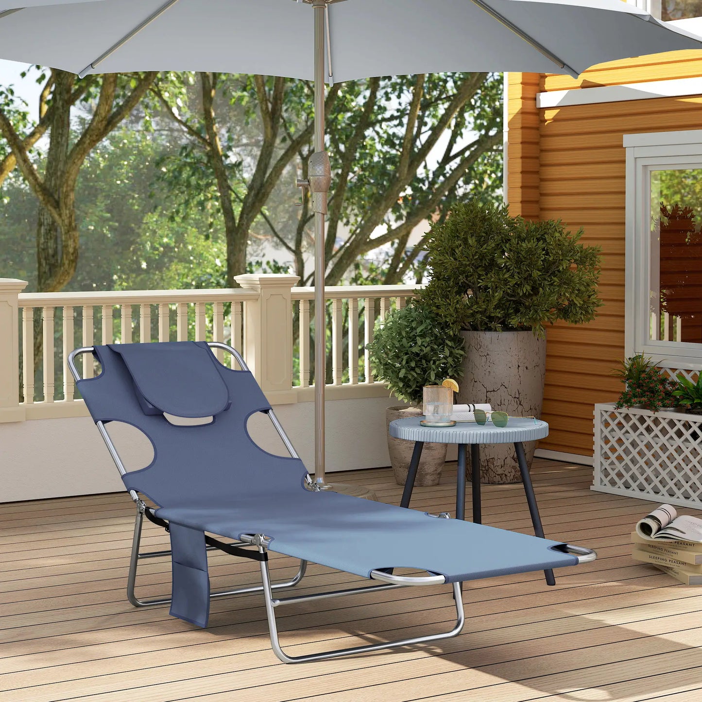 Folding Outdoor Lounge Chair, 5-Level Tanning Chair, Grey Lounger Chairs at Gallery Canada