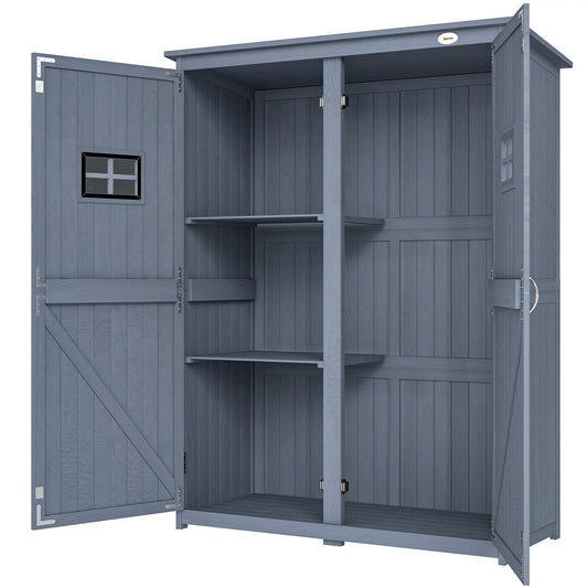 4x1.5ft Wooden Storage Shed, Outdoor Tool Cabinet, Dark Grey