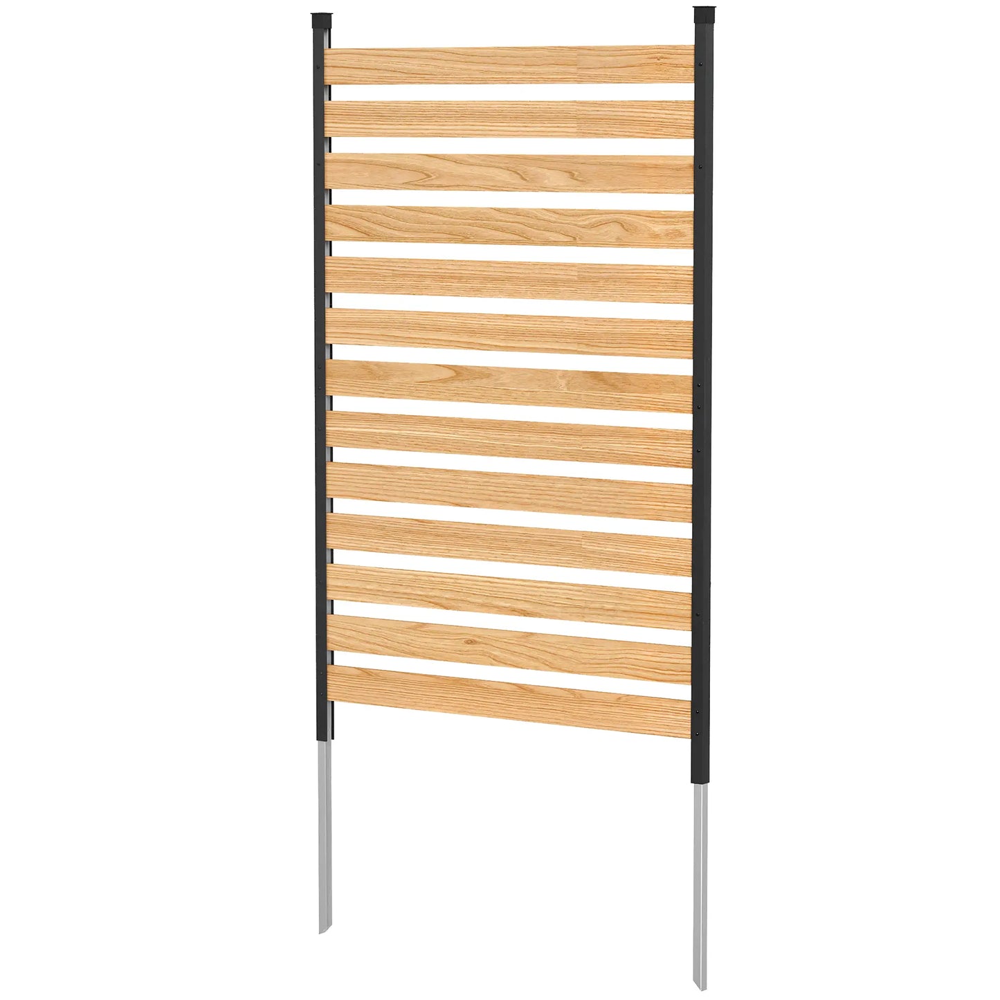 38" x 76" Privacy Screen Panel, Fir Wood Planks, Aluminum Posts, Hide Trash Cans Side Awnings Black, Light Brown at Gallery Canada