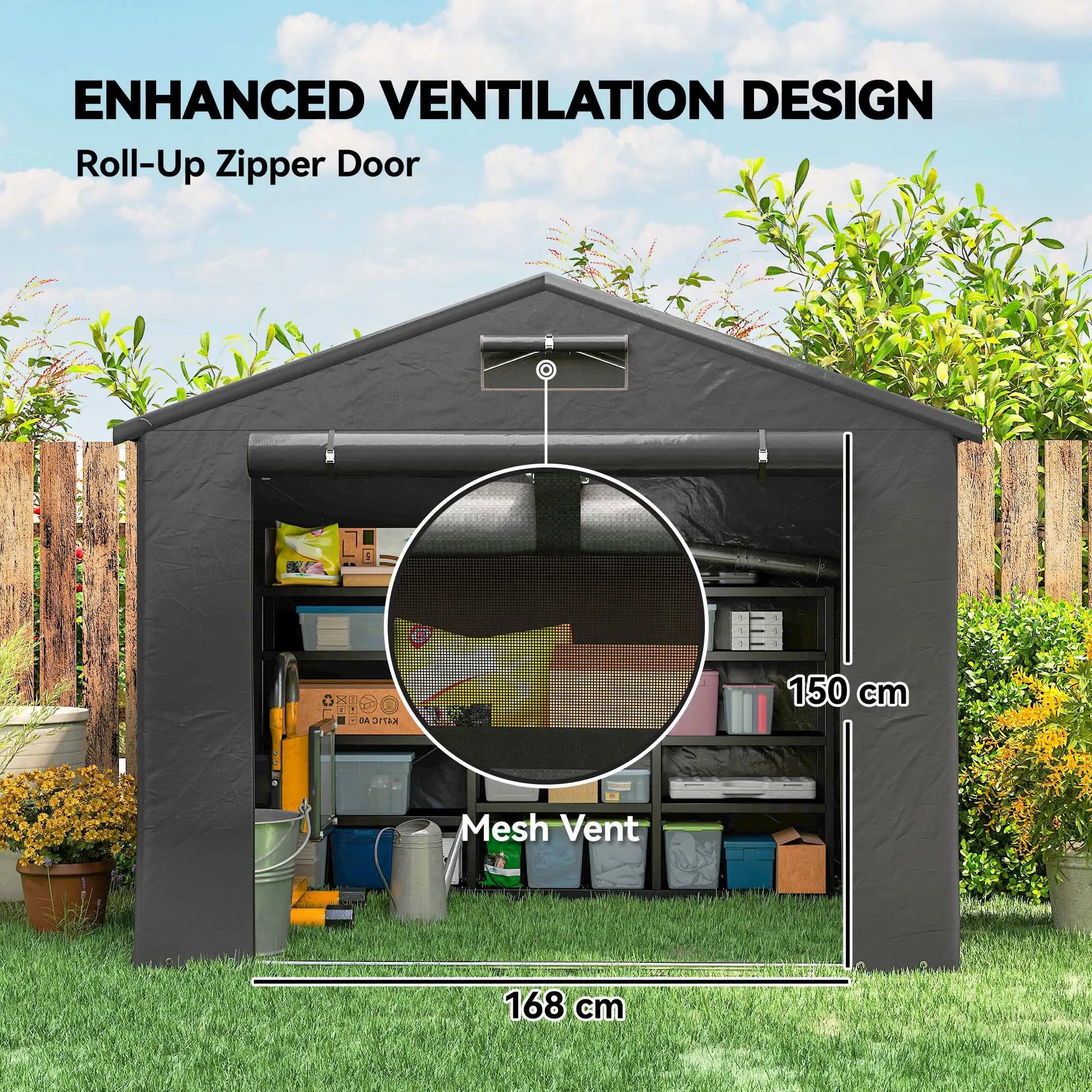8' x 6' Portable Shed, Waterproof Bike Tent, Dark Grey Sheds at Gallery Canada