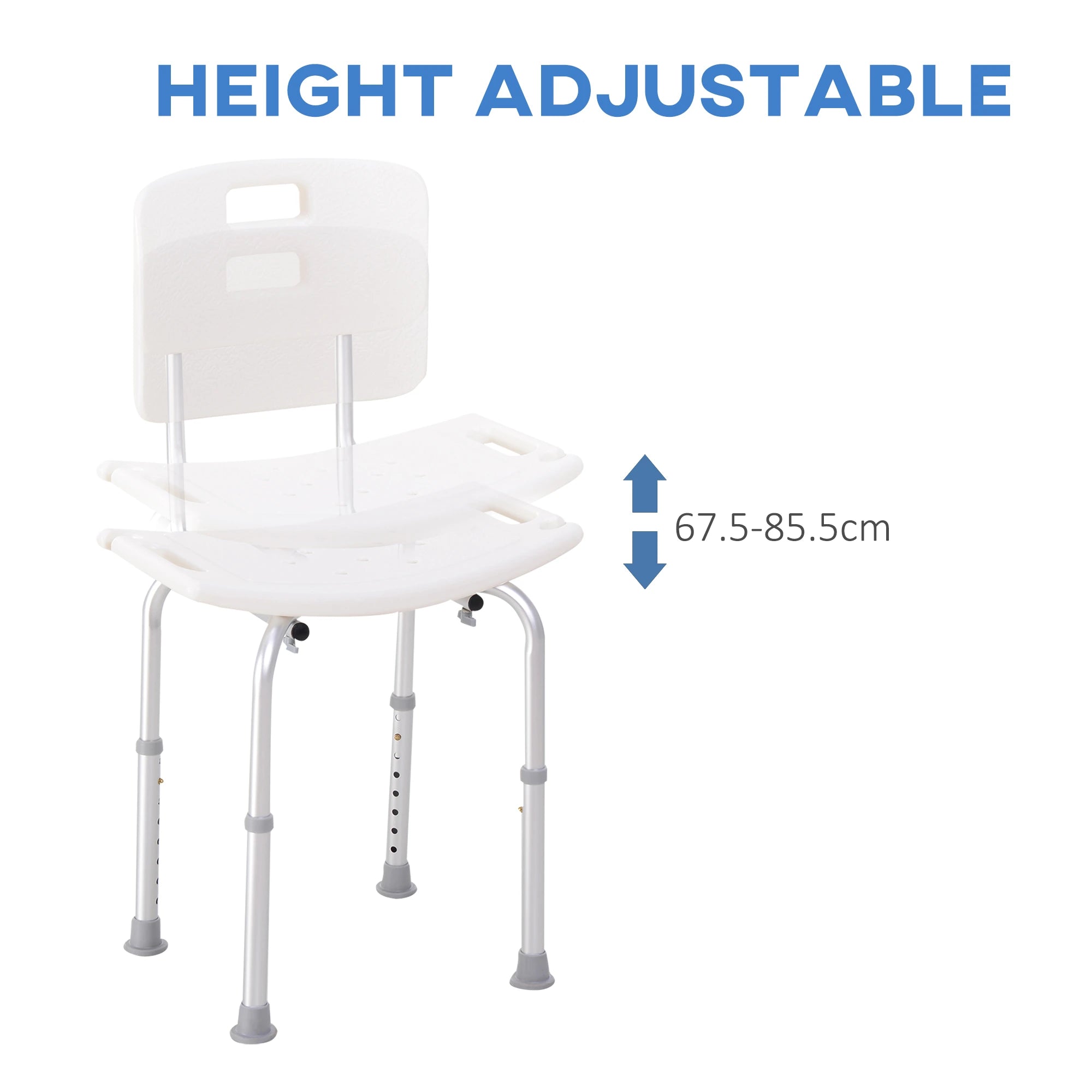 Adjustable Height Bath Chair, Non-Slip Shower Stool, White Bath Chairs at Gallery Canada