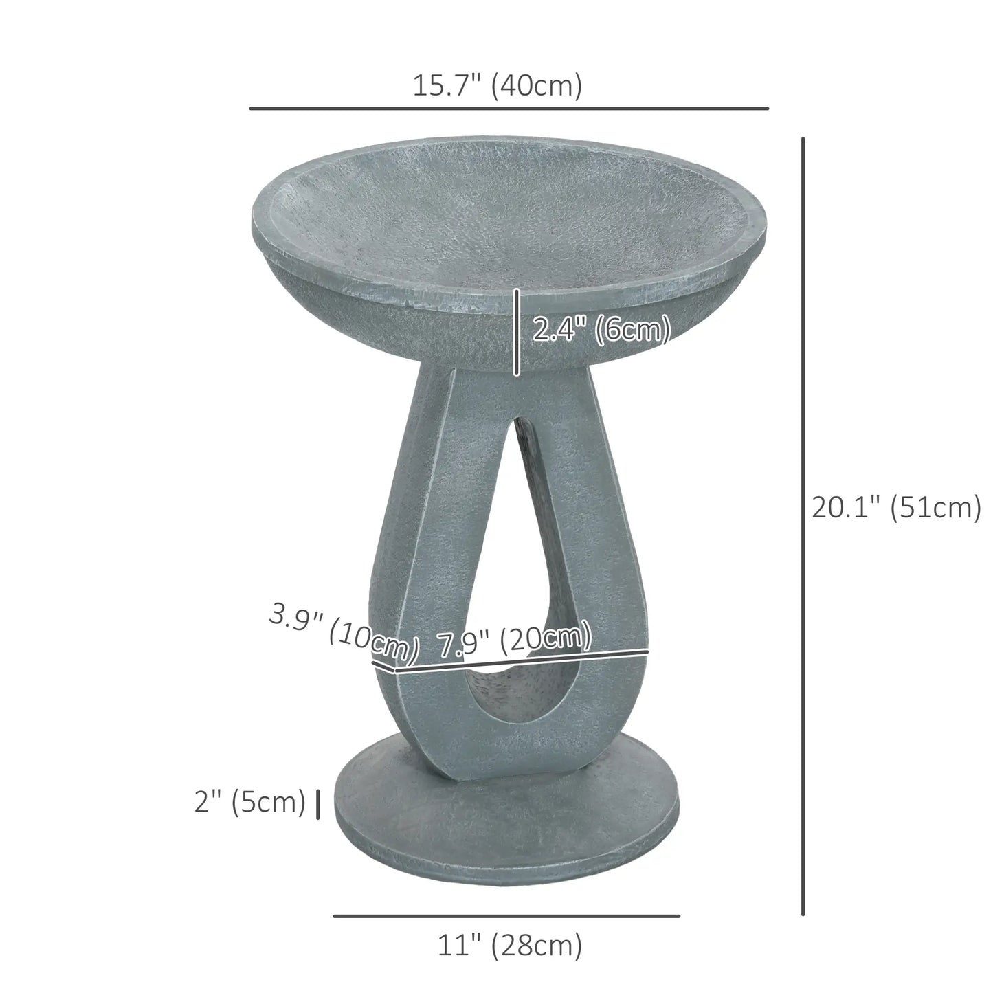 Outdoor Resin Bird Bath, 20.1" Tall, Garden Yard Patio, Stone Look Garden Decor at Gallery Canada