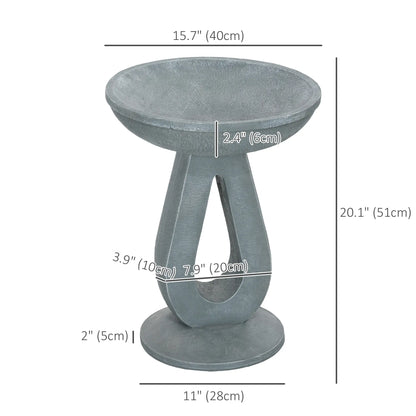 Outdoor Resin Bird Bath, 20.1" Tall, Garden Yard Patio, Stone Look Garden Decor at Gallery Canada