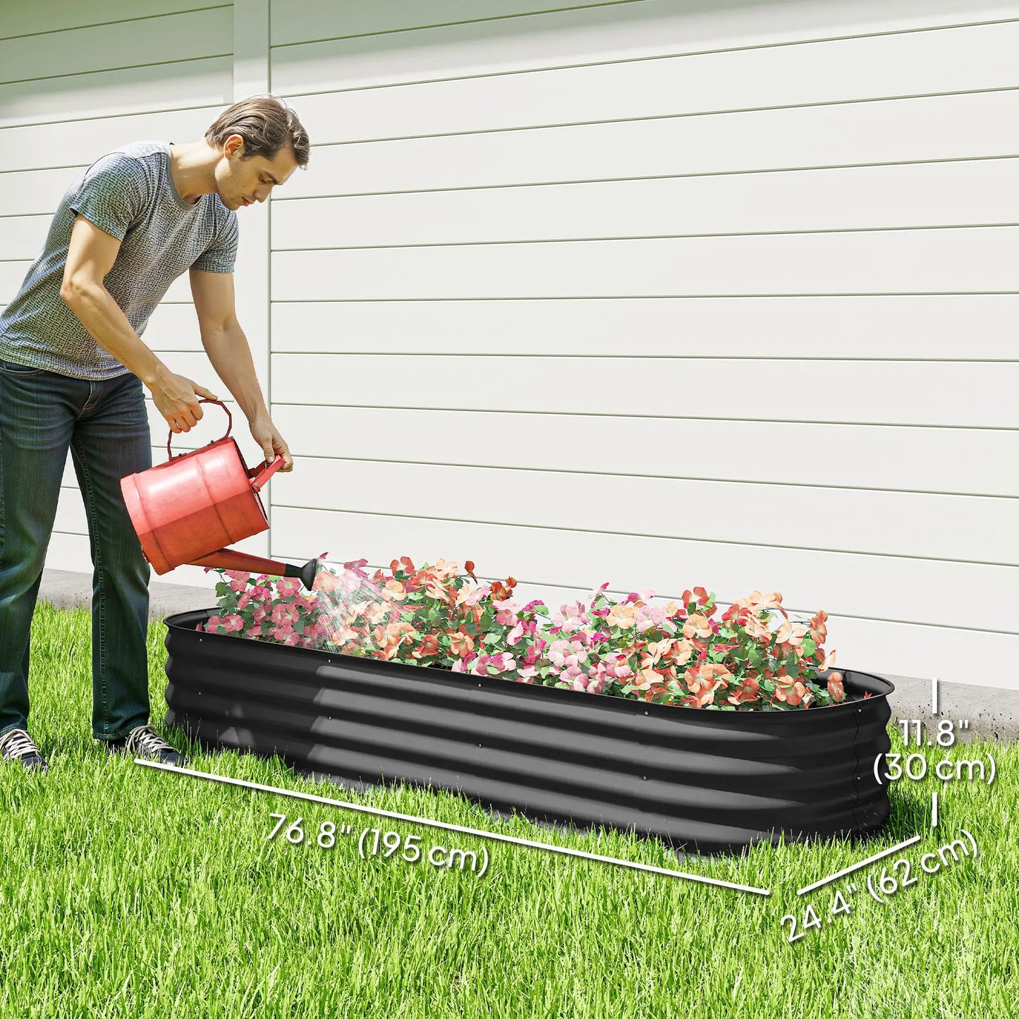 6.4 x 2 x 1ft Galvanized Raised Garden Bed, Metal Planter Box, Dark Grey Raised Garden Beds at Gallery Canada