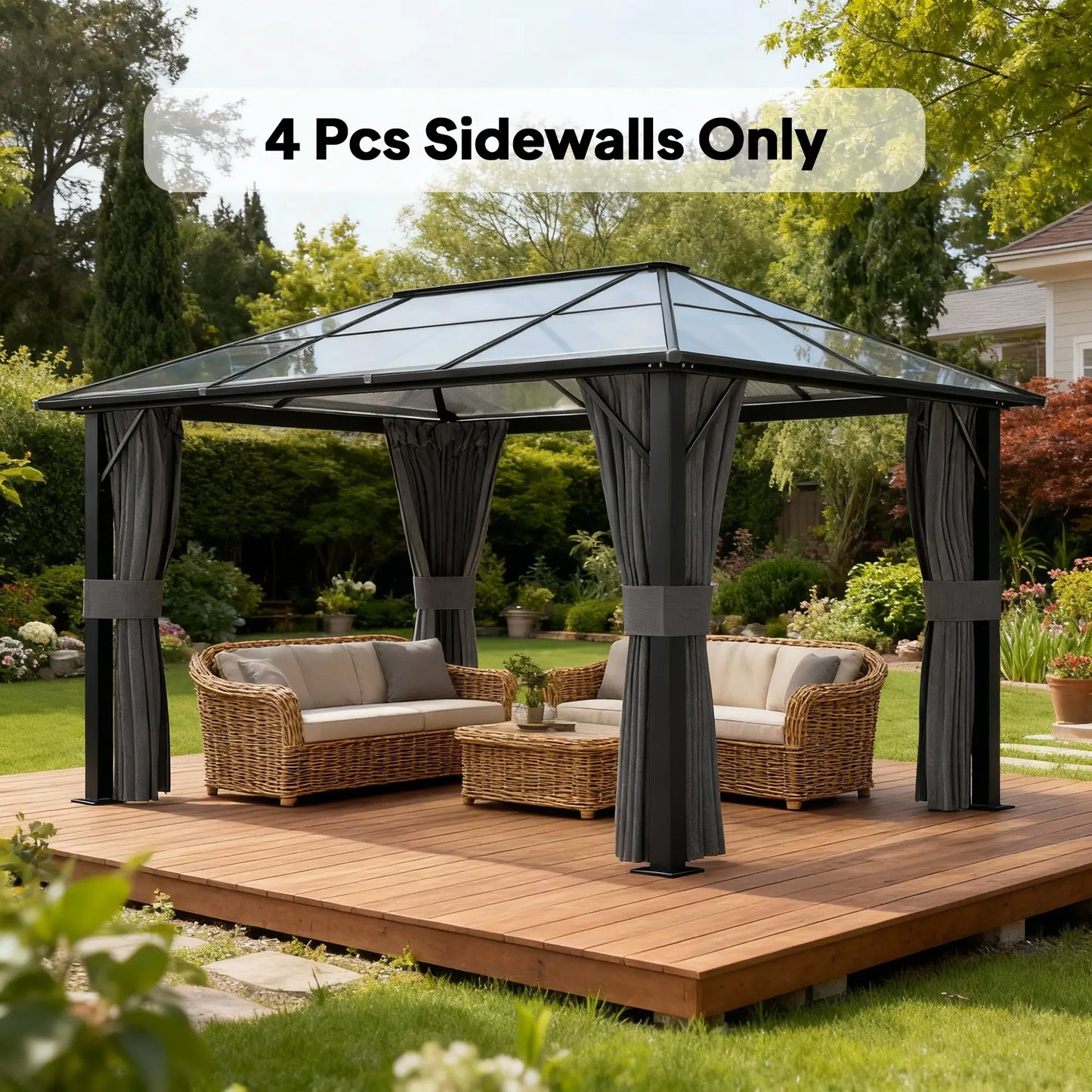 10' x 13' Gazebo Sidewall Set, 4 Panels, Light Grey Gazebo Sidewalls at Gallery Canada