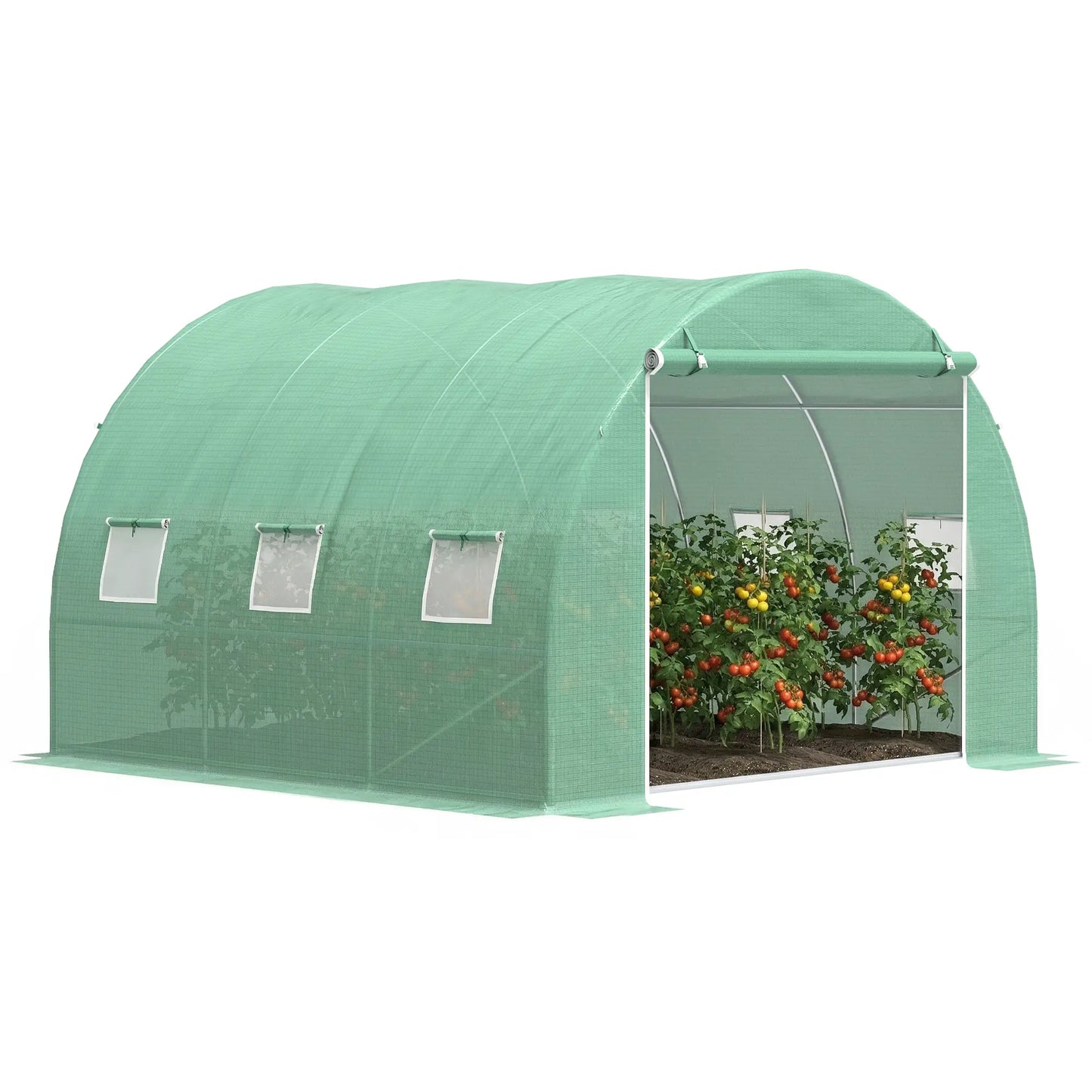 10' x 10' x 6.5' Walk-In Greenhouse, Transparent PE Cover, Zipper Doors Walk In Greenhouses at Gallery Canada