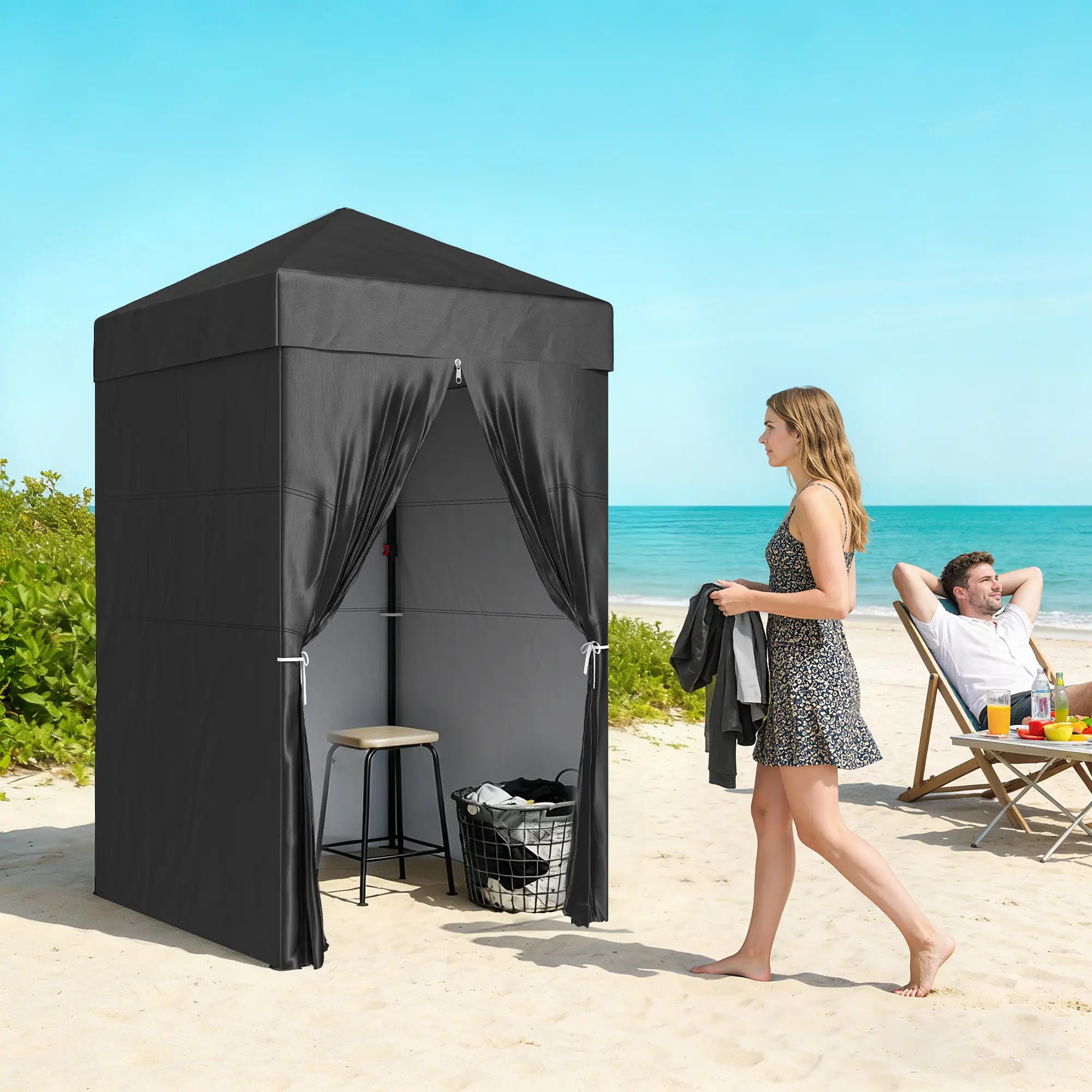 4 x 4 ft Compact Pop Up Canopy Tent, Portable Instant Privacy, Black Pop Up Canopies at Gallery Canada