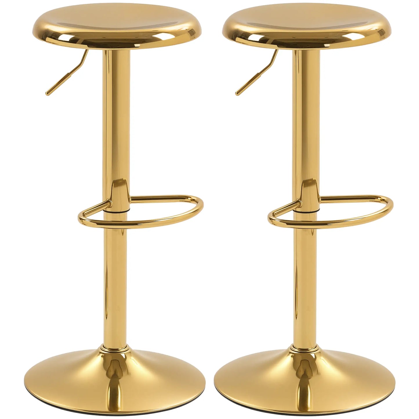 Steel Bar Stools Set of 2, Adjustable Counter Height, Gold Bar Stools Gold at Gallery Canada
