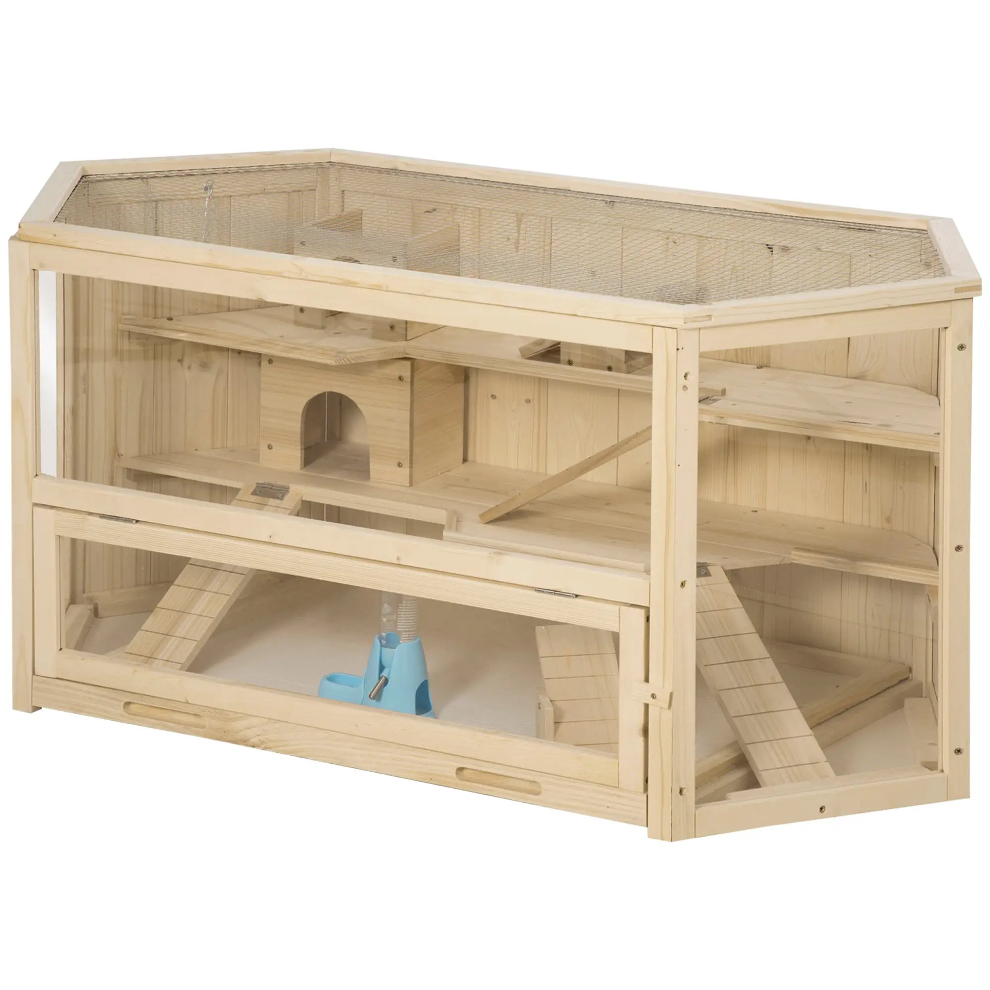 Large Wooden Hamster Cage, 3 Tier with Tray, Seesaws, Water Bottle Hamster Cages at Gallery Canada