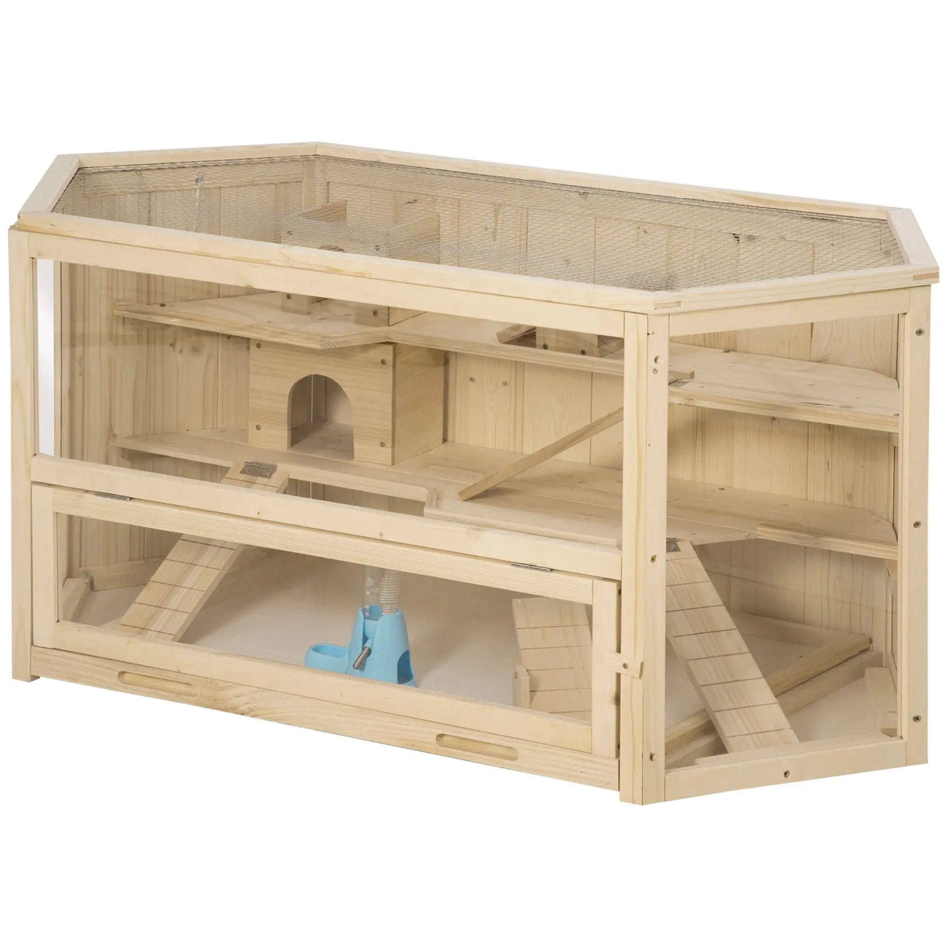 Large Wooden Hamster Cage, 3 Tier with Tray, Seesaws, Water Bottle Hamster Cages at Gallery Canada
