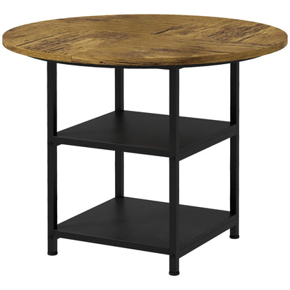 Round Kitchen Table, 39.4 Inch, Storage Shelves, Rustic Brown Bar Tables & Dining Tables Rustic Brown, Black at Gallery Canada