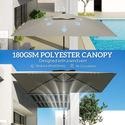 Patio Umbrella with 22 LED Solar Lights, Tilt, Light Grey Sun Umbrellas at Gallery Canada