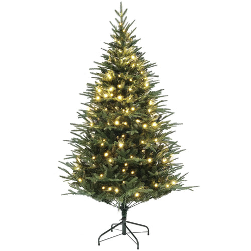 6ft Prelit Artificial Christmas Tree, Steel Base, Hinged, Warm White LED Lights