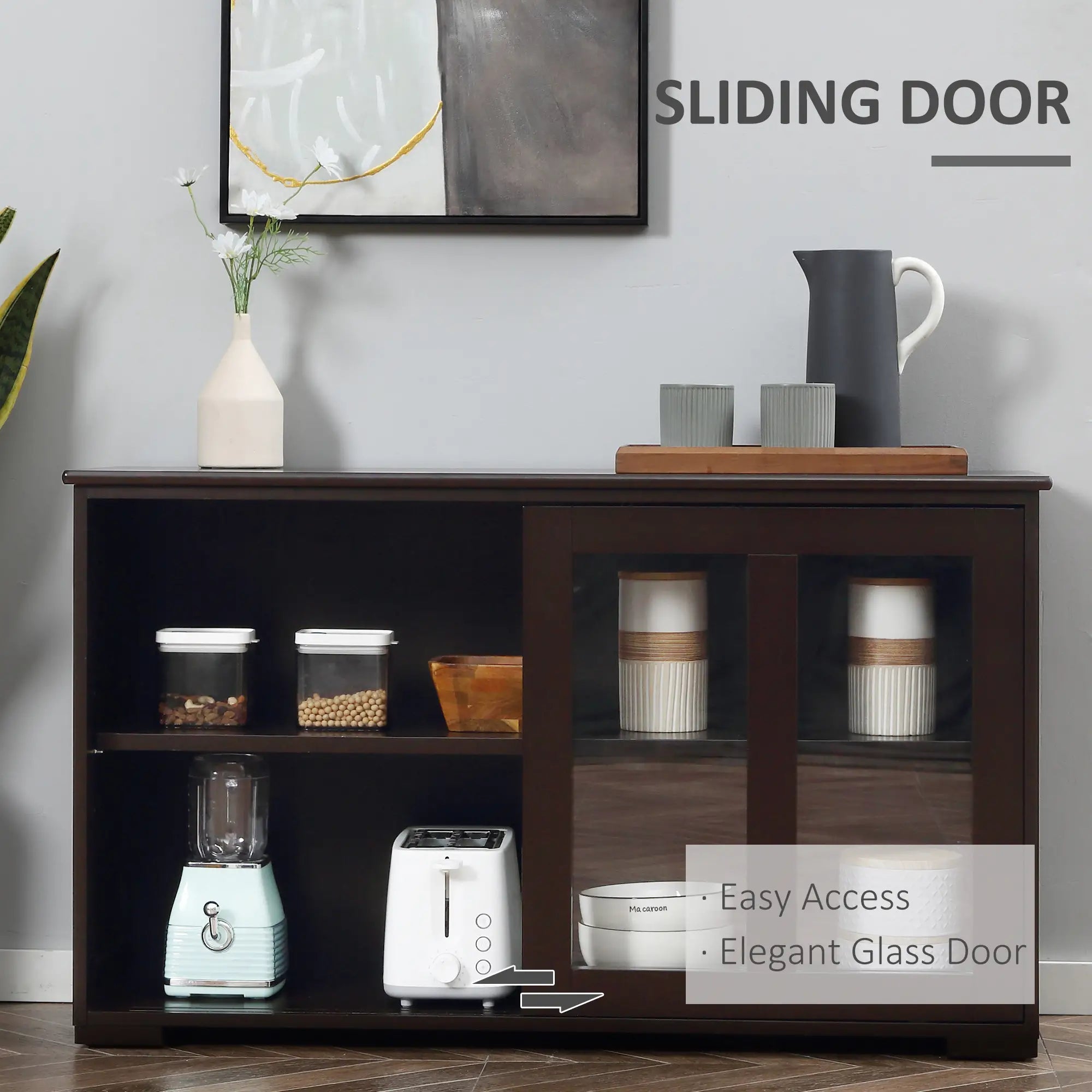 Modern Kitchen Sideboard, Stackable Storage Cabinet, Sliding Glass Door Bar Cabinets at Gallery Canada