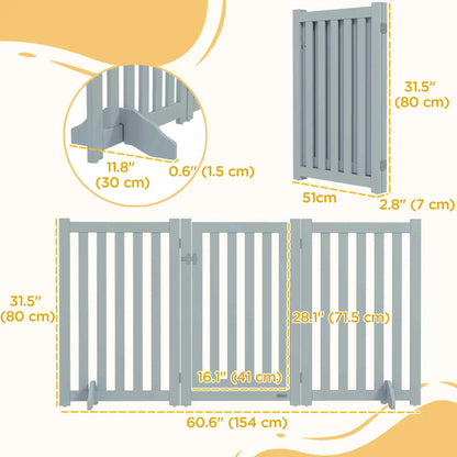 3-Panel Foldable Dog Gate, Medium Size, Grey Houses, Kennels & Pens at Gallery Canada