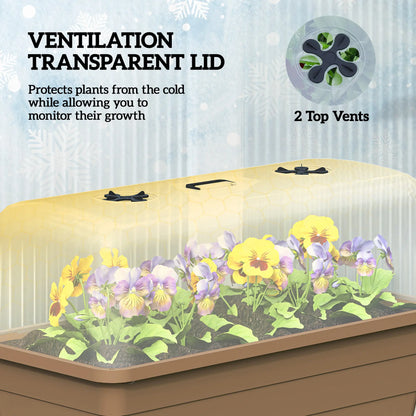 41L Self Watering Raised Garden Bed, Transparent Lid, Storage Shelf, Brown Elevated Garden Beds at Gallery Canada