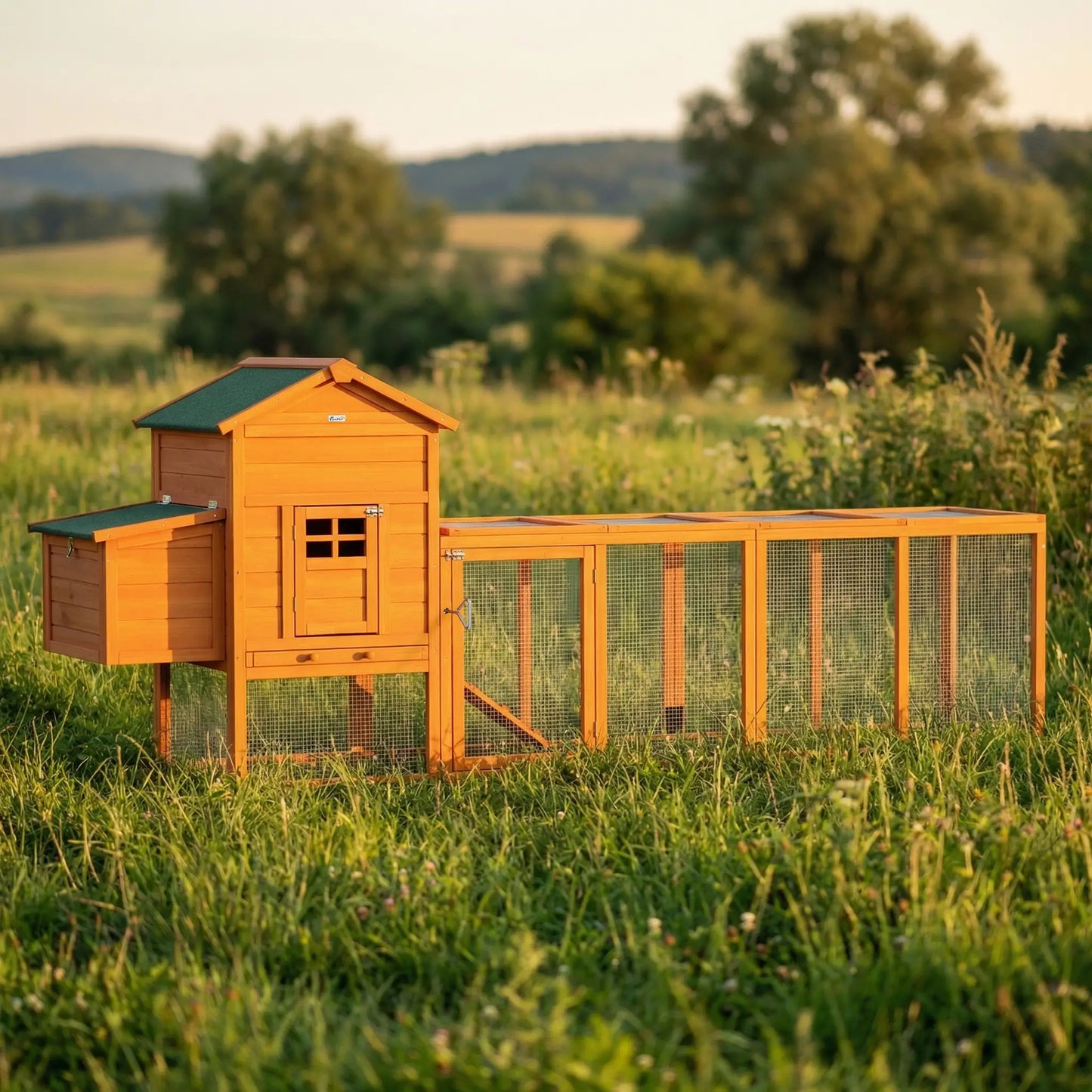 117 Extra Large Chicken Coop, Asphalt Roof, Wooden Hen House, Slide-out Tray, Quail Hutch, Nesting Box, Orange Chicken Coops at Gallery Canada