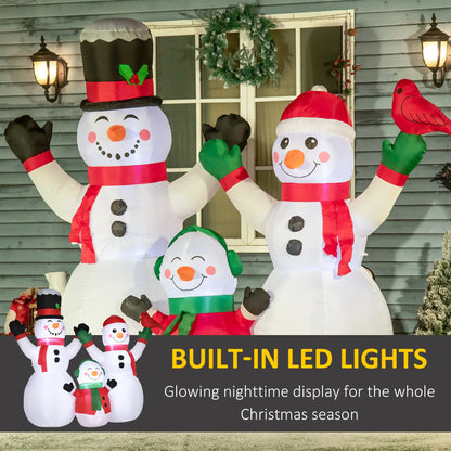 8ft Inflatable Christmas Snowman, LED Yard Display, Red Bird Christmas Inflatables at Gallery Canada