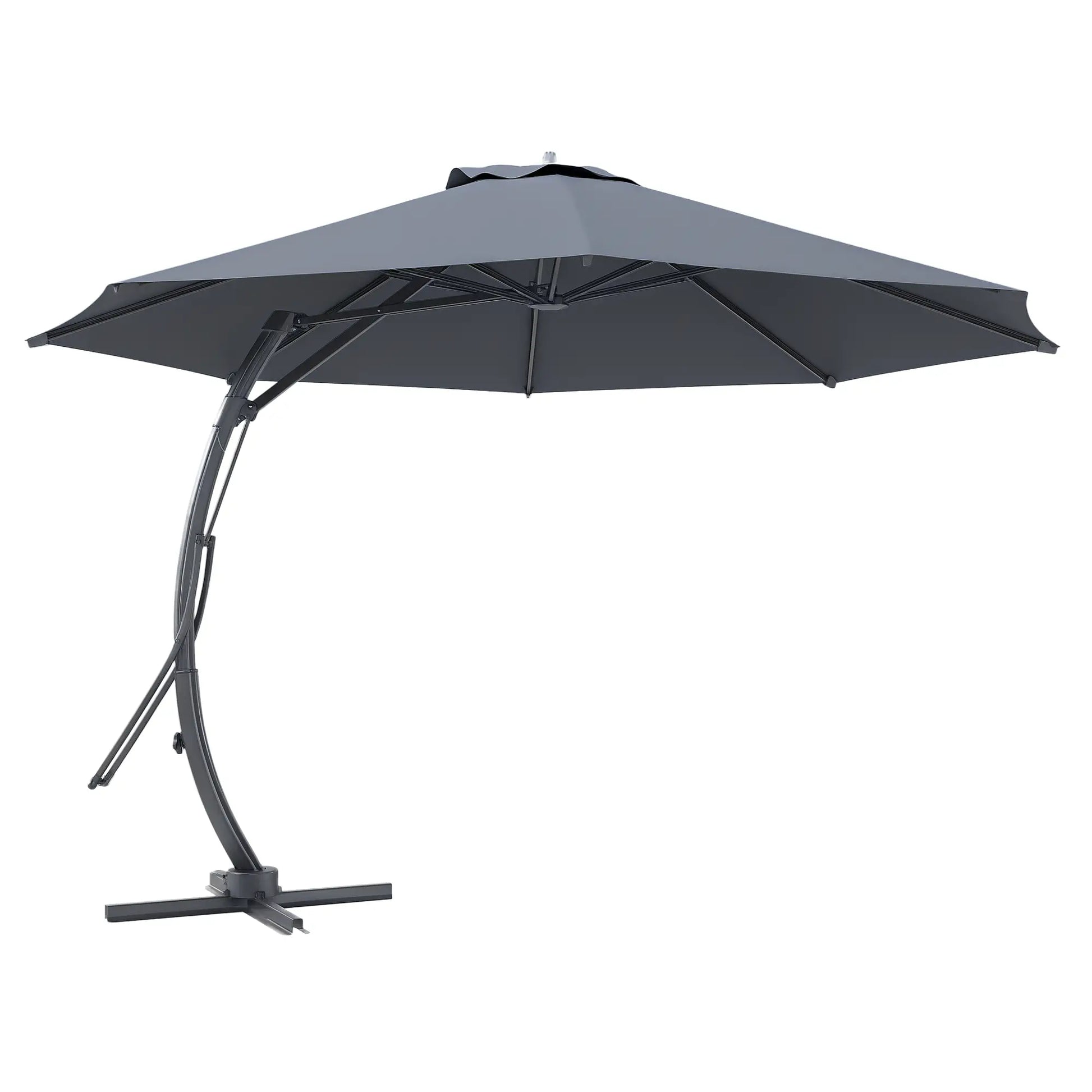 11FT Cantilever Umbrella, 8 Ribs, 360° Rotation, UPF 50+, Grey Patio Umbrellas at Gallery Canada