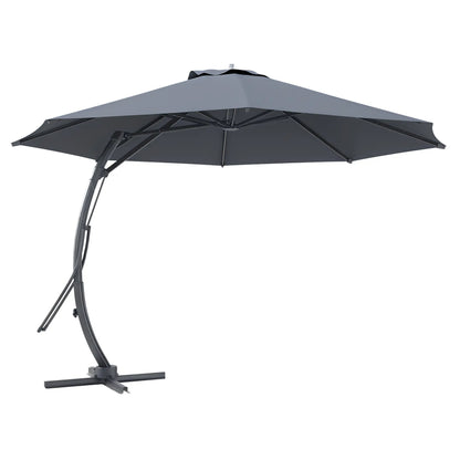 11FT Cantilever Umbrella, 8 Ribs, 360° Rotation, UPF 50+, Grey Patio Umbrellas at Gallery Canada