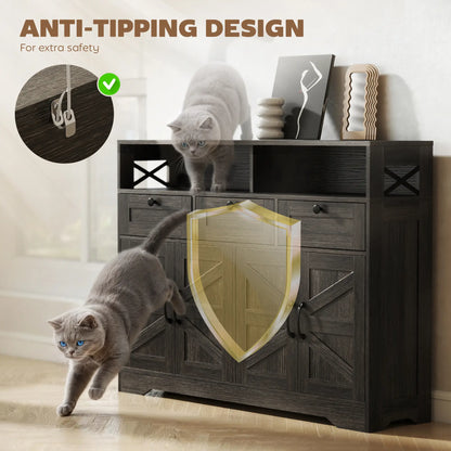 Sideboard Buffet Cabinet, 4 Barn Doors 3 Drawers, Coffee Bar, Adjustable Shelves, Dark Brown Bar Cabinets at Gallery Canada