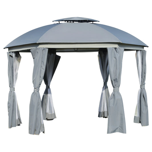 12' x 12' Outdoor Gazebo, Dome Canopy, Netting Sidewalls, Dark Grey Gazebos Dark Grey at Gallery Canada