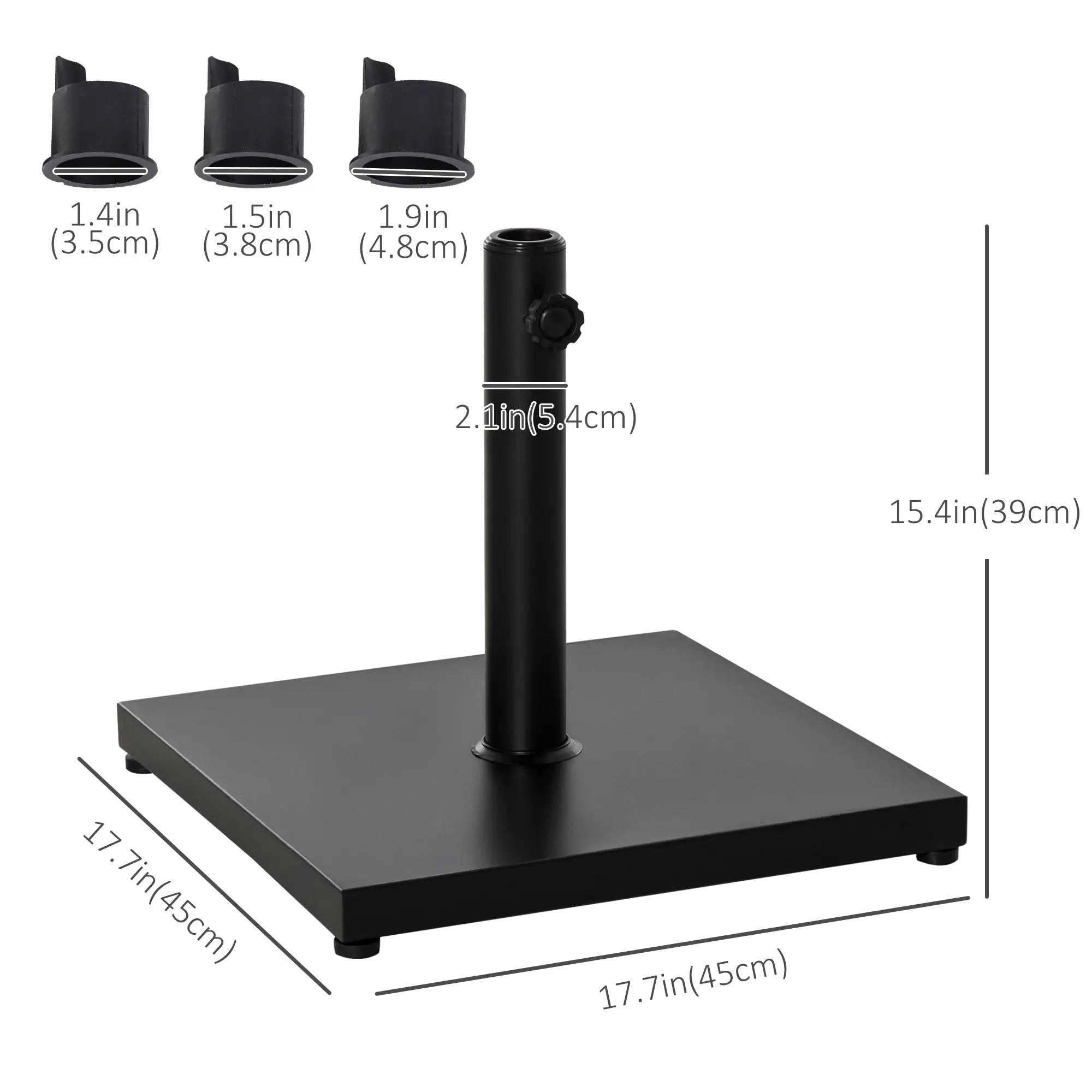 40 lbs Steel Square Parasol Stand Base, Adjustable Knob, Black Umbrella Bases at Gallery Canada