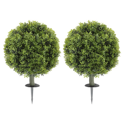 Artificial Boxwood Topiary Trees, Set of 2, UV Resistant, Indoor Outdoor, Green Artificial Trees at Gallery Canada