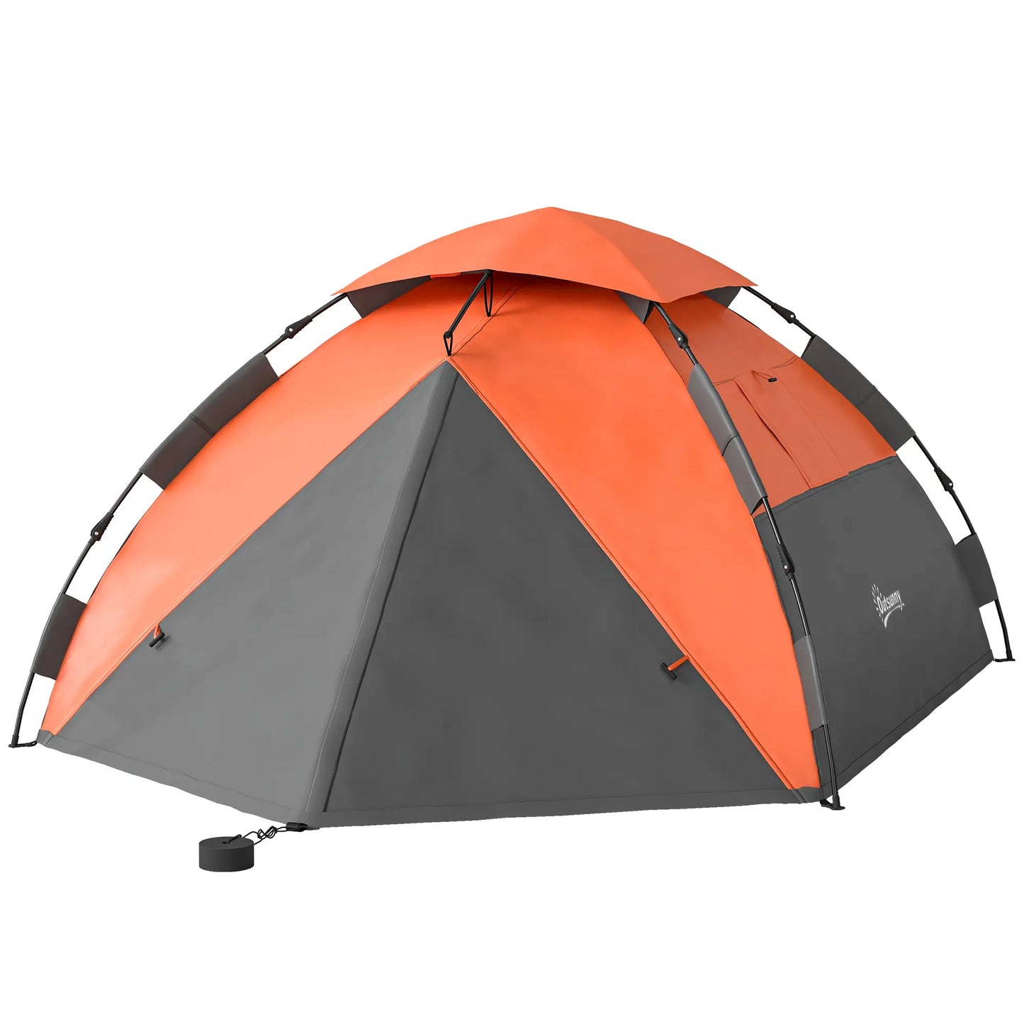 Pop up Camping Tent, 3-4 Man Family Tent, 3000mm Waterproof, with Carry Bag and Top Hook, Dark Grey and Orange Camping Tents Dark Grey and Orange at Gallery Canada