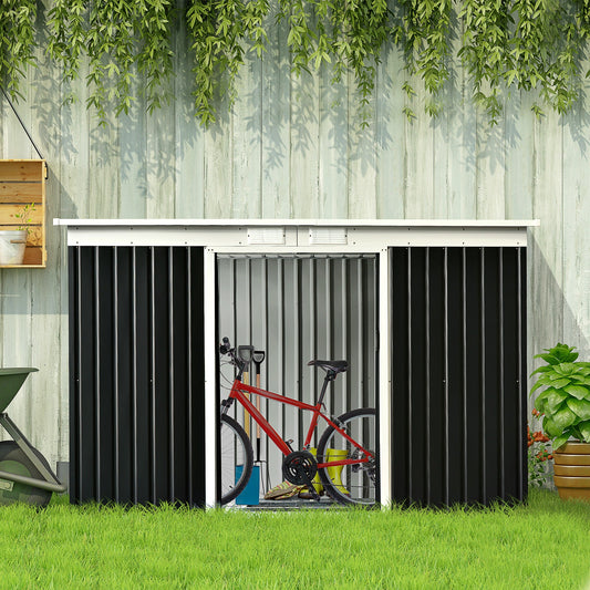 9' x 4' Garden Metal Storage Shed Outdoor Equipment Tool Box with Foundation Ventilation &; Doors, Dark Gray - Gallery Canada