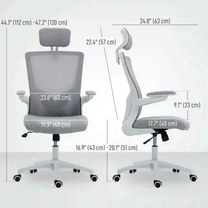 Ergonomic Office Chair, Adjustable Lumbar Support, Headrest, Flip-Up Armrests, Grey Task Chairs at Gallery Canada