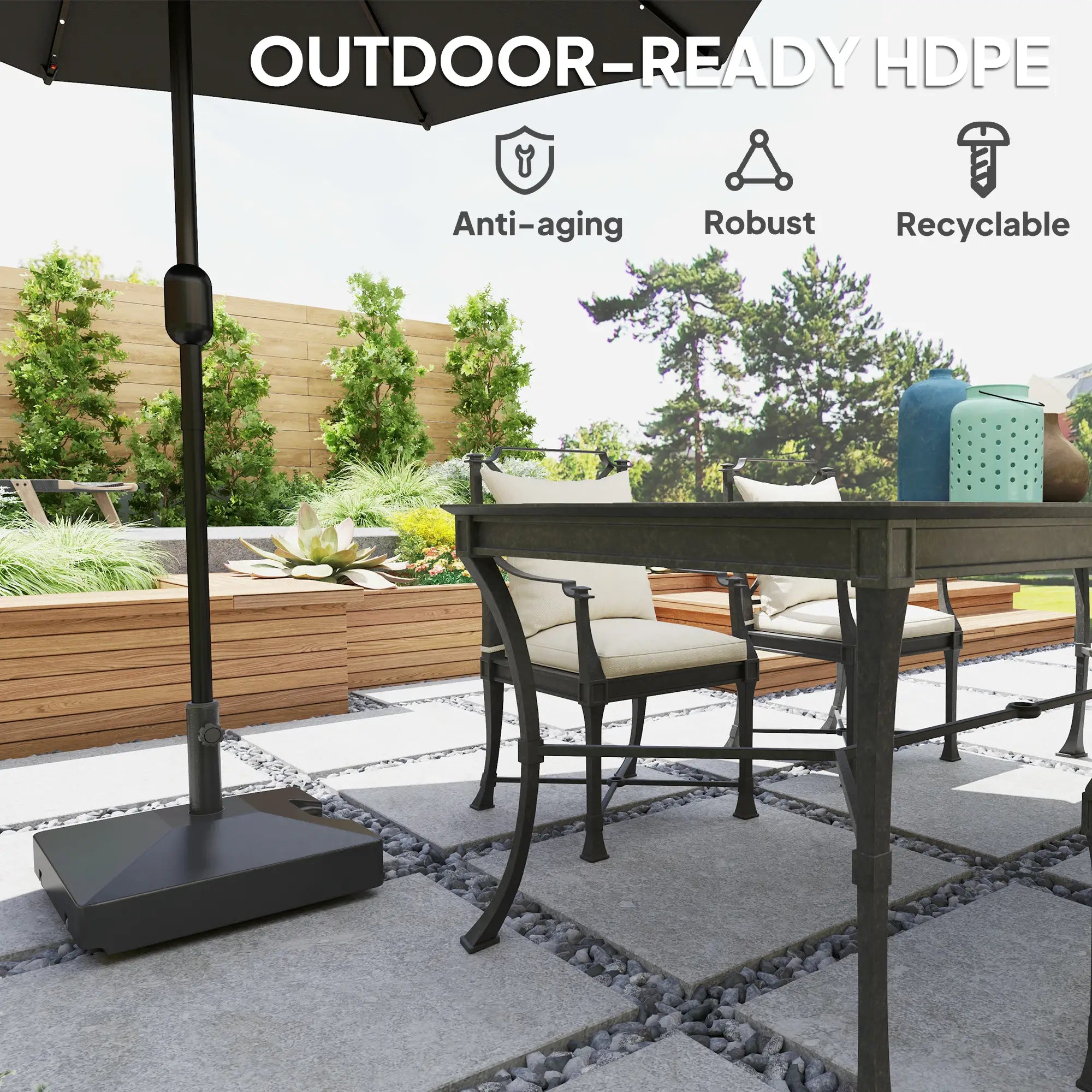 Heavy Duty Outdoor Umbrella Base with Wheels, Holds 73lbs, Black Umbrella Bases at Gallery Canada