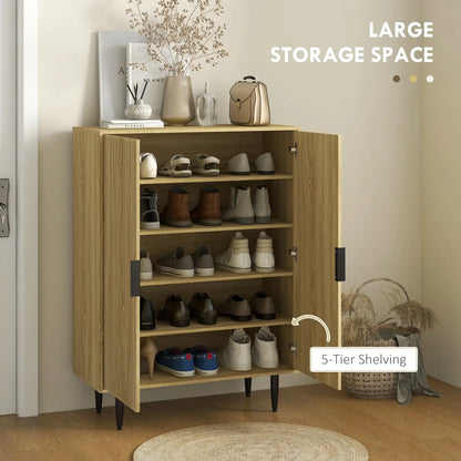 5-Tier Shoe Cabinet, Adjustable Shelves, 15 Pair Storage, Oak Shoe Storage Cabinets & Racks at Gallery Canada