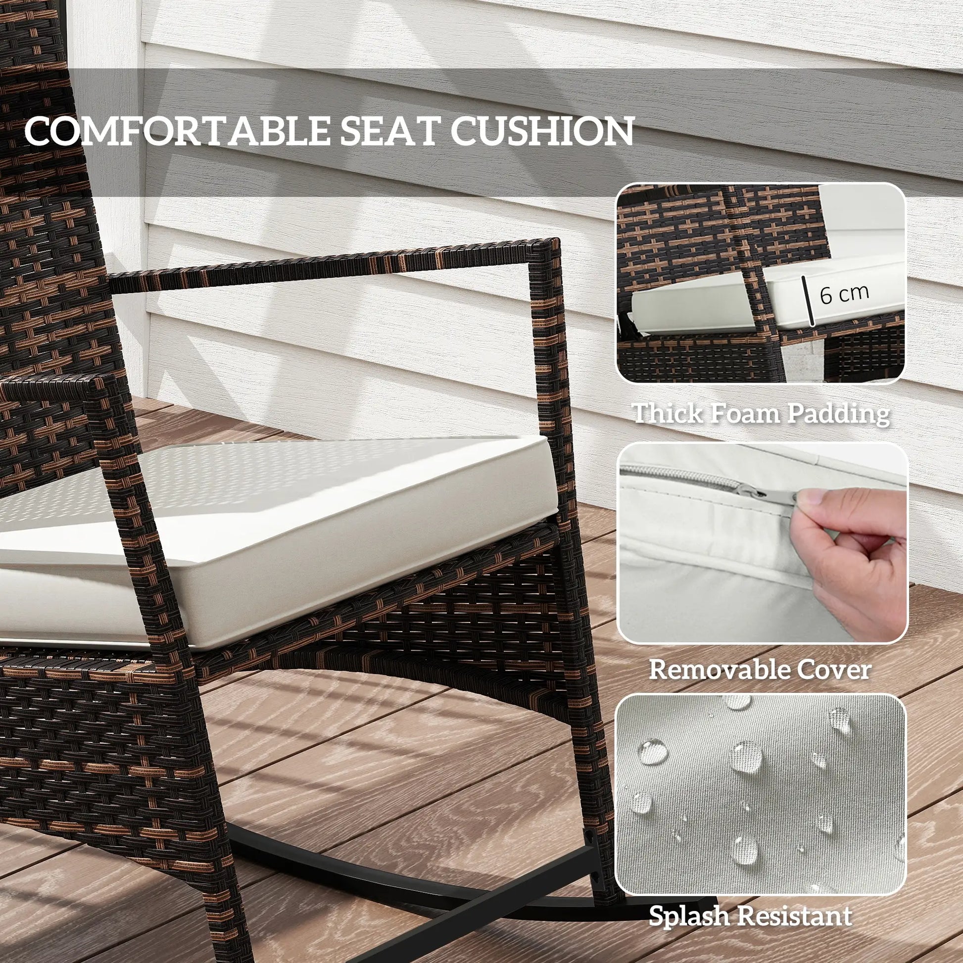 3 Piece Rocking Bistro Set, Wicker Patio Furniture, White Bistro Sets at Gallery Canada