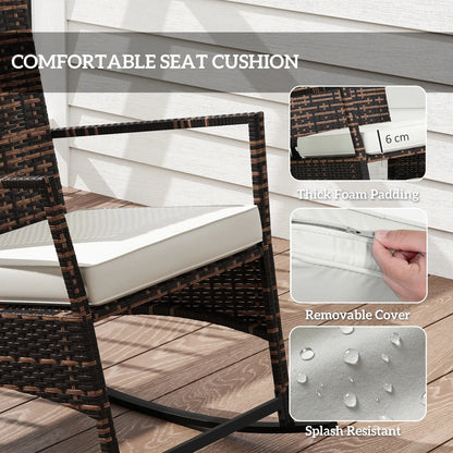 3 Piece Rocking Bistro Set, Wicker Patio Furniture, White Bistro Sets at Gallery Canada