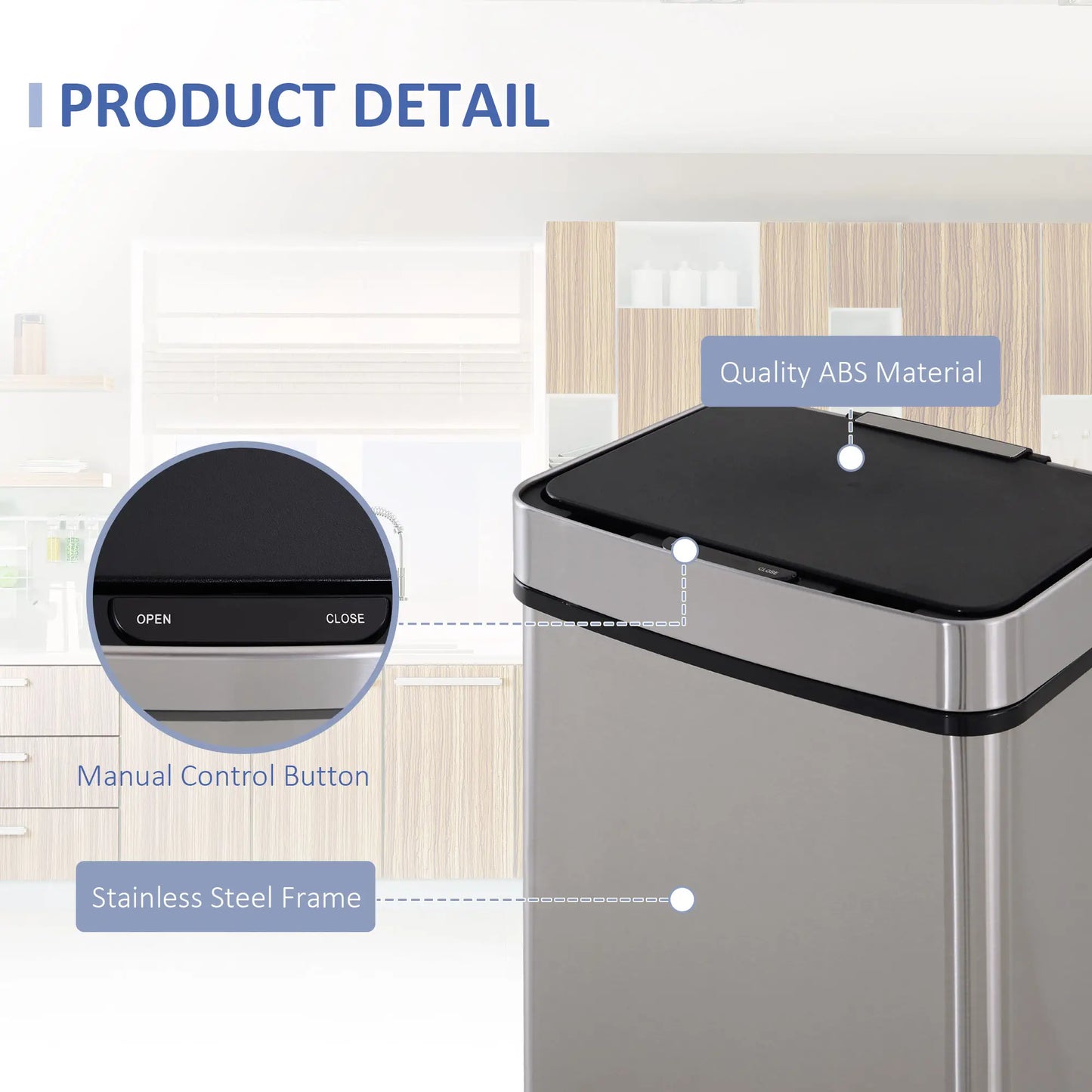 Sensor Trash Can, 19 Gallon Stainless Steel, 3 Compartments, Silver Household Supplies at Gallery Canada