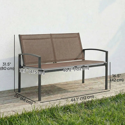 44 in Metal Garden Bench, Breathable Mesh Fabric, Dark Brown Outdoor Benches at Gallery Canada