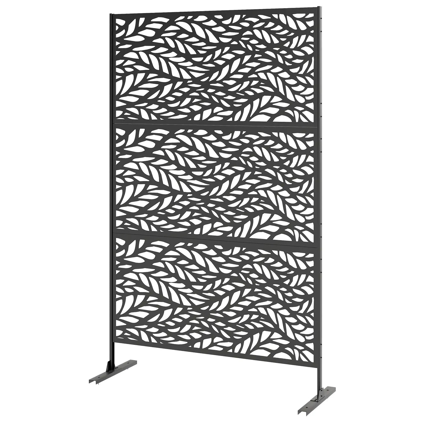Écran d'intimité extérieur en métal, autoportant, 78" X 48", noir, noir